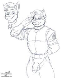 1boy anthro balls canine chase_(paw_patrol) german_shepherd male male_only mammal paw_patrol penis solo wolfblade