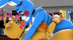 3d 3d_(artwork) anthro anthro_on_anthro anthro_penetrated anthro_penetrating anthro_penetrating_anthro arcade arcade_machine beak big_breasts big_nipples black_eyeshadow blue_body blue_eyes blue_fur breasts breasts_bigger_than_head bunny bunny_ears chica_(fnaf) chicken chicken_girl cotton_tail femboy femboy_on_female five_nights_at_freddy's five_nights_at_freddy's_2 fnaf fully_nude furry grabbing_ass green_eyes kiss_on_lips kissing kissing_while_penetrated looking_at_another lovers missionary missionary_position missionary_sex nude nude_female nude_male pink_cheeks purple_eyeshadow robot robot_girl rosy_cheeks scottgames sfm straight toy_chica_(fnaf) white_body white_fur yellow_body yellow_fur yellow_skin