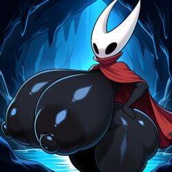 ai_generated breasts hollow_knight hollow_knight:_silksong hornet_(hollow_knight) hyper_ass hyper_breasts hyper_nipples karlov_13