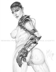 actress anus armando_huerta ass breasts celebrity charlize_theron dat_ass female imperator_furiosa large_breasts mad_max mad_max:_fury_road monochrome nipples pussy short_hair sideboob solo thighs vagina watermark