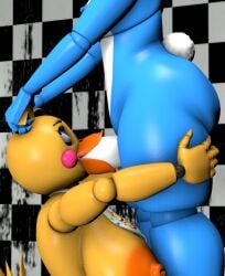 anthro anthro_on_anthro big_breasts blowjob blowjob_face blue_body blue_eyes blue_fur blue_skin blush bonnie_(fnaf) breasts breasts_bigger_than_head breasts_out bunny_tail chica_(fnaf) chicken cotton_tail cumming_in_mouth face_fucking facefuck facefucking five_nights_at_freddy's five_nights_at_freddy's_2 fnaf fully_nude furry furry_breasts grabbing_ass grabbing_head jakesfm looking_up naked naked_female naked_male nude penis_in_mouth penis_out pink_cheeks pulling_hair red_nails robot robot_penis rosy_cheeks scottgames sfm straight tail toy_bonnie_(fnaf) toy_chica_(fnaf) white_tail yellow_fur yellow_hair yellow_skin