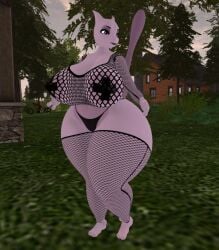 big_ass big_breasts breasts bubble_butt cleavage female ferialexonar fishnets huge_ass huge_breasts mewtwo nintendo pasties pokemon pokemon_(species) tagme thick_thighs wide_hips