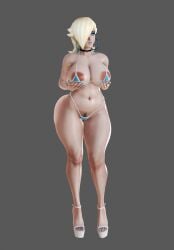 3d 3d_(artwork) 3d_model big_ass big_breasts bikini bimbo blonde_female blonde_hair blue_eyes blue_eyeshadow blue_nails choker fat_ass high_heels holding_breast honey_select hoop_earrings ihateasuka long_nails looking_at_viewer makeup mario_(series) pale-skinned_female pale_skin platform_heels princess_rosalina pubic_hair simple_background studio_neo thick_thighs voluptuous voluptuous_female