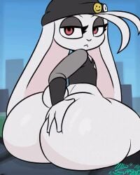 1girls 2d 2d_(artwork) animated anthro ass ass_focus barrett_(miso_souperstar) big_ass bored_expression bubble_butt bunny_girl butt_physics emo female female_only flat_chest fur furry goth huge_ass lagomorph miso_souperstar rabbit red_eyes shaking_butt