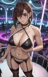 1girls ai_generated ayase_momo bar brown_hair dandadan medium_hair nightclub pole_dancing radnsad strip_club stripper stripper_pole stripping