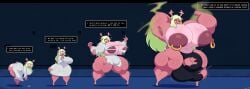 anthro armpit_hair armpits arms_up beefy big_breasts big_nipples breasts bulge corruption dark_world deltarune female ftm_transformation furry futa_transformation futanari green_hair growth_sequence huge_breasts intersex locote68 muscular muscular_female muscular_thighs nipple_piercing nipple_rings noelle_holiday noelle_holiday_(dark_world_form) nose_piercing nose_ring piercing pink_skin possessed possession stink_fumes stinky torn torn_clothes torn_clothing torn_pants torn_shirt torn_topwear voluptuous_female wardrobe_malfunction white_clothing
