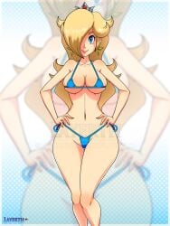 blonde_hair blue_eyes female hair_over_one_eye layerth mario_(series) nintendo princess_rosalina super_mario_galaxy swimsuit tagme watermark