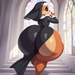 ai_generated ass ass_focus canine dogday_(poppy_playtime) girly hyper_ass nun robe