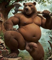 ai_generated balls bear belly big_belly fat foreskin gay gay_male grizzly_bear male penis solo uncircumcised uncircumcised_penis uncut ursid ursine xrim93303540