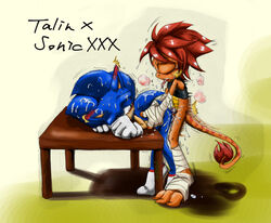 anal anal_sex anthro dinosaur drooling duo furry furry_only gatoh gatoh_(artist) hedgehog male mammal penetration raptor reptile saliva scalie sex sonic_(series) sonic_the_hedgehog sweat talin tongue toony wet wraps yaoi