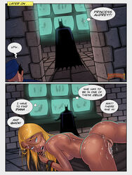 1girls 2boys after_sex anus bare_shoulders batman batman_(series) black_hair blonde_hair blue_eyes bracelet breasts bruce_wayne cape comic cowl cum cum_in_anus cum_in_mouth cum_in_pussy cum_on_ass cum_on_body cum_on_hair dc dc_comics dcau dripping_cum dungeon english_text facial female hair large_breasts long_hair male mask multiple_boys open_mouth page panel princess princess_audrey pussy royal royalty short_hair speech_balloon speech_bubble sunsetriders7 sweaty teeth text tiara tongue vagina vandalized