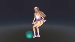 3d animated balls blonde_hair bottomless dress kicking long_hair no_panties no_sound pussy skirt skirt_lift spread_legs under_skirt underskirt video z375