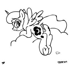 2015 alicorn animated anus bedroom_eyes biting_lip blinking cutie_mark equine female feral friendship_is_magic hair half-closed_eyes horn looking_back mammal monochrome my_little_pony orgasm princess_luna_(mlp) pussy pussy_ejaculation pussy_juice selenophile solo underhoof wings