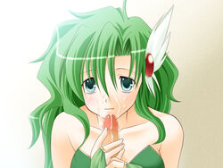 censored cum facial fellatio female final_fantasy final_fantasy_iv green_hair hair harapeko human long_hair male oral penis rydia straight