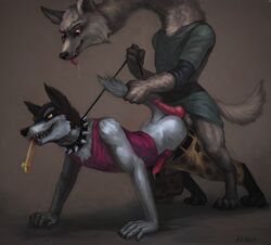 animal_genitalia balls canine canine_penis clothing collar dog_treat doggo_(undertale) duo gay klongi leash lesser_dog male male_only mammal penis royal_guard_(undertale) undertale undertale_(series) yaoi