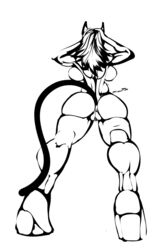 anthro anus ass breasts female line_art nude pussy raised_tail sideboob solo spazer86 standing