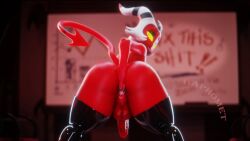 moxxie_(helluva_boss) moxxie_(valorlynz) baphomet_(artist) valorlynz valorlynz_(modeler) fat_ass big_butt booty big_booty completely_nude completely_naked completely_nude_male completely_naked_male digging_into_butt hand_in_ass diggersby butt_cheeks ass_cheeks itching itching_fetish penis cock dick balls ballsack pleasured_face solo solo_male solo_focus helluva_boss