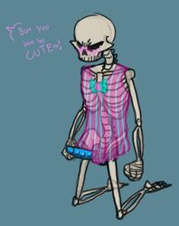 bone cosmicnaut crossdressing dildo embarrassed male_only sex_toy shy skeleton strapon undead voidirium