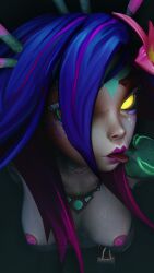 3d animated breasts codsin female glowing_eyes league_of_legends looking_at_viewer loop neeko nipples tagme tongue video