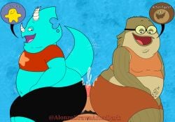 alonzo_griggs_(alonzodrawsafterdark) alonzodrawsafterdark animal_humanoid anthro aquatic aquatic_humanoid big_butt blinkomania bodily_fluids bovid bubble_bass butt caprine ceratopsian ceratopsid chasmosaurine cum dinosaur ejaculation fish fish_humanoid genital_fluids group group_sex half_human hi_res hot_dogging human humanoid humping hybrid male male/male mammal marginocephalian nickelodeon ornithischian prehistoric_species reptile rubbing_penis scalie sex sheep spongebob_squarepants teasing teasing_with_butt the_collector_(blinkomania) threesome thrusting triceratops trio