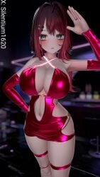 1girls bodycon bodycon_dress breasts dress female fingerless_gloves gloves inner_sideboob large_breasts latex_clothing latex_dress latex_gloves looking_at_viewer night_dress nightclub open_clothes open_mouth sexy_dress silentium1620 silya sleeves tagme vrchat vrchat_avatar
