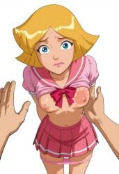 ai_generated breast_slap clover_(totally_spies) sailor_uniform school_uniform tit_slapping totally_spies