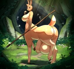 anthro balls bambi_cherry big_balls big_breasts big_butt big_penis breasts butt centaur centaur_futa cherry_popper detailed_background equid equid_taur female flaccid forest futa_centaur futanari genitals grass holding_object huge_balls huge_breasts huge_butt huge_penis humanoid_taur hyper hyper_balls hyper_genitalia hyper_penis intersex light looking_at_viewer looking_back mammal mammal_taur penis plant solo sunlight taur tohilewd tree weapon