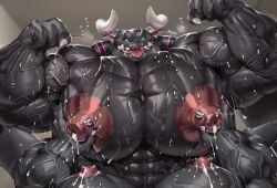 civitai ai_generated dragaux ring_fit_adventure bara male male_only muscular muscular_male muscles male_lactation hyper hyper_pecs hyper_nipples nipples nipple_piercing nipple_fetish steamy flexing pink_nipples red_nipples black_skin black_skinned_male male/male gay gay_sex