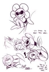 female flowey_the_flower frisk human kayla-na mammal monochrome pussy rape tears tentacle tentacle_rape tentacle_sex undertale vines