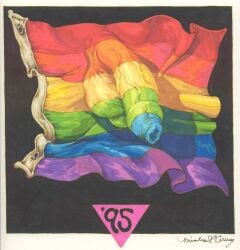 michael_kirwan original gay yaoi tagme traditional_art male male_only penis flaccid foreskin uncircumcised balls pride_colors dated 1995 pride_month
