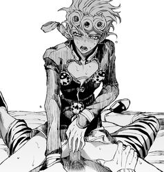 2boys anal gay giorno_giovanna guido_mista jojo's_bizarre_adventure looking_at_viewer monochrome multiple_boys penis pov vento_aureo yaoi zakiko