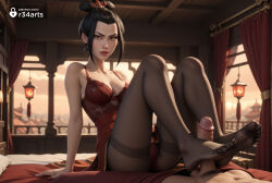 1boy 1boy1girl 1girls ai_generated artist_name avatar_legends avatar_the_last_airbender azula bed black_hair black_pantyhose bra breasts brown_eyes cleavage dress duo erection feet female foot_fetish foot_focus footjob hetero hi_res indoors lantern legs looking_at_viewer male medium_breasts nickelodeon nicktoons no_shoes panties pantyhose penis r34arts red_dress red_panties sitting soles solo_focus thighband_pantyhose toes twitter_logo two-footed_footjob uncensored underwear window