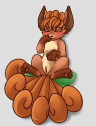 blush female furry furry_only multiple_tails nintendo ohmuu pokemon pokemon_(species) pussy solo video_games vulpix