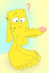 1boy blue_eyes feet holding_penis large_penis male_only masturbation masutaa penis sex smooth_skin spongebob_squarepants spongebob_squarepants_(character) what