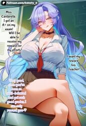 b34sty_0 patreon ai_generated watermark cantarella_(wuthering_waves) wuthering_waves hair eyes purple_hair blue_hair multicolored_hair long_hair blue_eyes breasts tits boobs large_breasts big_breasts big_tits big_titties large_tits large_titties big_boobs big_boobies large_boobs large_boobies sitting sitting_on_desk tongue tongue_out licking_lips looking_at_viewer staring_at_viewer crossing_legs hand_on_hair school_uniform schoolgirl schoolgirl_uniform tie red_tie shirt white_shirt skirt black_skirt teacher collar black_collar 1girl 1girls school desk board classroom