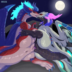 1:1 absurd_res anus bodily_fluids butt capcom claws crossover dhalek dragon duo elder_dragon eyes_closed female female/female feral feral_on_feral feral_only fire flaming_hair flaming_mane french_kissing genital_fluids genitals glowing glowing_genitalia hand_holding hi_res horn imperial_dragon_(lol) kissing league_of_legends leg_on_thigh light lying monster_hunter monster_hunter_stories monster_hunter_stories_2:_wings_of_ruin moon moonlight multi_wing multicolored_body mythological_creature mythological_scalie mythology night oltura presenting presenting_hindquarters pseudo_hair pseudo_mane red_body red_scales riot_games rubbing scales scalie sex smolder's_mom spikes spikes_(anatomy) tail teeth tencent thick_thighs tongue tribadism vaginal vaginal_fluids vulva wings