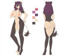 2023 3_toes 5_fingers anthro areola arms_bent bent_legs big_breasts big_butt black_body black_claws black_eyebrows black_fur black_tail_tuft blue_eyes blush breasts briar_(mr.opossum) butt cel_shading claws collarbone color_swatch colored digital_drawing_(artwork) digital_media_(artwork) elcastorblanco english_description eyebrows eyelashes eyelashes_through_hair eyeshadow feet felid female female_anthro fingers fist fur genitals hair hand_on_hip hand_on_own_hip hi_res humanoid_genitalia humanoid_vulva light lighting lion long_hair long_tail looking_at_viewer makeup mammal mismatched_genitalia mismatched_vulva model_sheet mole_under_eye multicolored_body multicolored_fur navel nipple_dip nipples nude nude_anthro nude_female open_mouth pantherine paws pink_areola pink_nipples purple_eyeshadow purple_hair rear_view red_nose shaded simple_background solo square tail tail_tuft tan_body tan_fur tan_inner_ear tan_tail tan_vulva thick_thighs three-quarter_view toes translucent translucent_hair tuft two_tone_body two_tone_fur vulva white_background
