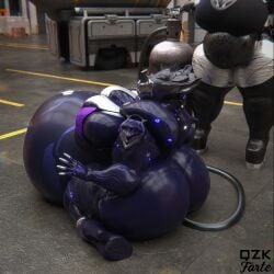 blueberry_inflation hose_in_butt hose_inflation inflation irona_(qzk_forte) mag_(warframe) qzk_forte saryn_(warframe) sequence warframe