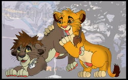 anthro cub disney feral feral_on_feral furry kingdom_hearts male male_only multiple_males simba sora sora_(lion_form) the_lion_king yaoi