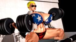 1girls 3d american_flag american_flag_bikini breasts exercise female gym huge_breasts major_melons prevence short_hair