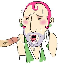 2boys beard_stubble blush cum cumshot disembodied_penis earrings earthbound ionia magypsy mother_(series) pink_hair veiny_penis