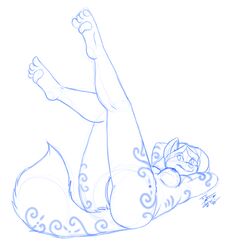 2015 breasts canine female legs_up lying mammal nude on_back os pussy sketch solo wolf