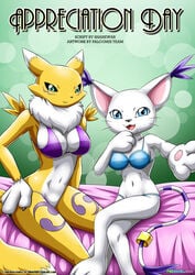 anthro avoid_posting bandai_namco bbmbbf big_breasts black_sclera bra breasts canid canine clothed clothes clothing comic cover cover_art cover_page crossed_legs digihentai digimon digimon_(species) digital_media_(artwork) domestic_cat duo felid feline felis female female_only fox fur furry_breasts furry_ears furry_tail gatomon hi_res interspecies large_breasts mammal multiple_females palcomix panties pointy_ears renamon skimpy skimpy_clothes tagme tail tailmon toony uncensored underwear white_body white_fur yellow_body yellow_fur