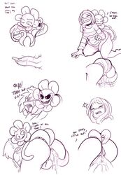 female flowey_the_flower frisk human kayla-na male mammal monochrome rape sketch tears tentacle text undertale vaginal_penetration