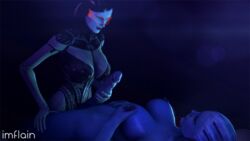 3d alien alien_girl anal animated asari blue_skin breasts cum cum_while_penetrated dickgirl edi erection futa_on_futa futanari handjob huge_cock imflain intersex large_breasts liara_t'soni mass_effect missionary penis red-tinted_eyewear sex source_filmmaker tinted_eyewear visor