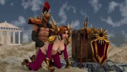 3d abs animated brown_hair doggy_style female hair headgear helmet human humanoid league_of_legends leona_(league_of_legends) male pantheon sex sinister_stranger straight