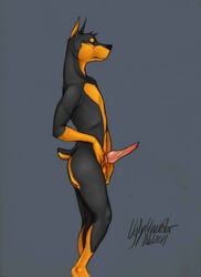 animal_genitalia anthro biped black_nose blue_eyes erection fur genitals grey_background khans knot lantz looking_at_viewer male male_only nude original original_character penis pose short_tail side_view simple_background solo standing