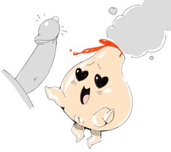 <3_eyes blush exed_eyes faceless_male female heart heart_eyes humanoid_penis lava male open_mouth penis precum pussy smile undertale volcanic_creature volcano vulkin waddling_head white_background