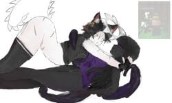 azure_(forsaken) cat_ears cat_humanoid cat_stretch female forsaken_(roblox) kitty_cat_two_time purple_eyes pussy pussy_juice tentacle two_time_(forsaken) yuri