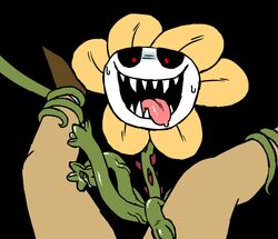 ambiguous_gender fangs flowey_the_flower frisk sweat thorns tinybeasts undertale vines